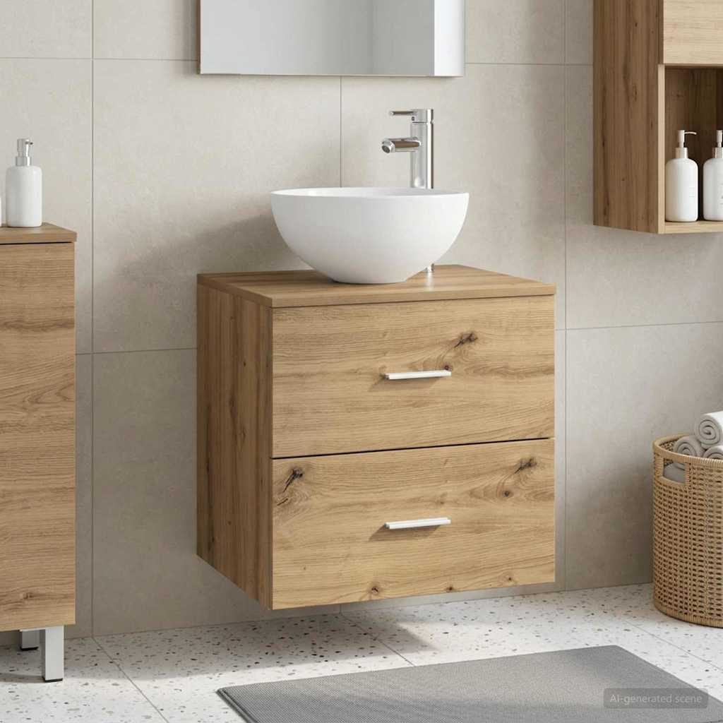 Meuble lavabo mural Chêne artisanal 49,5 x 35 x 63 cm
