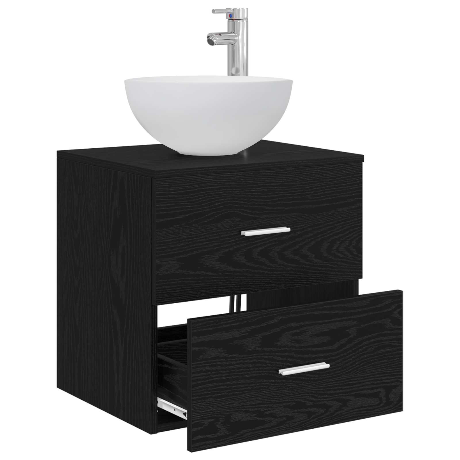 Vanité de lavabo mural Chêne noir 49,5 x 41 x 64,5 cm