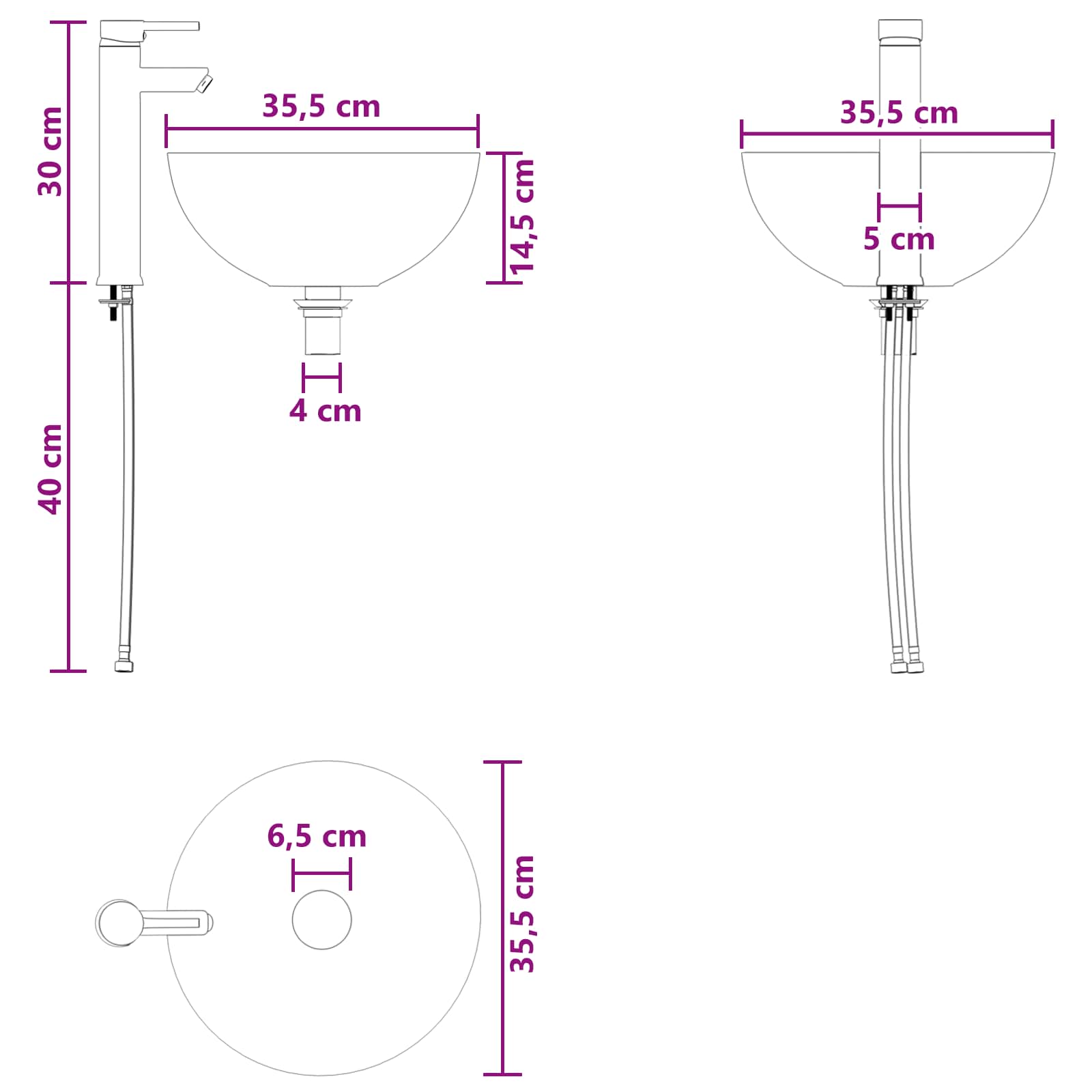 Vanité de lavabo mural Chêne noir 49,5 x 41 x 64,5 cm