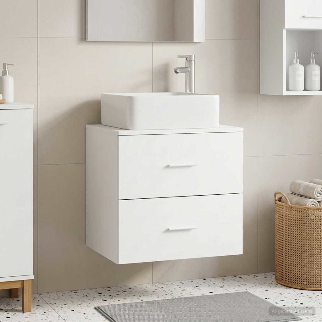 Vanité de lavabo mural Blanc 49,5 x 41 x 63 cm
