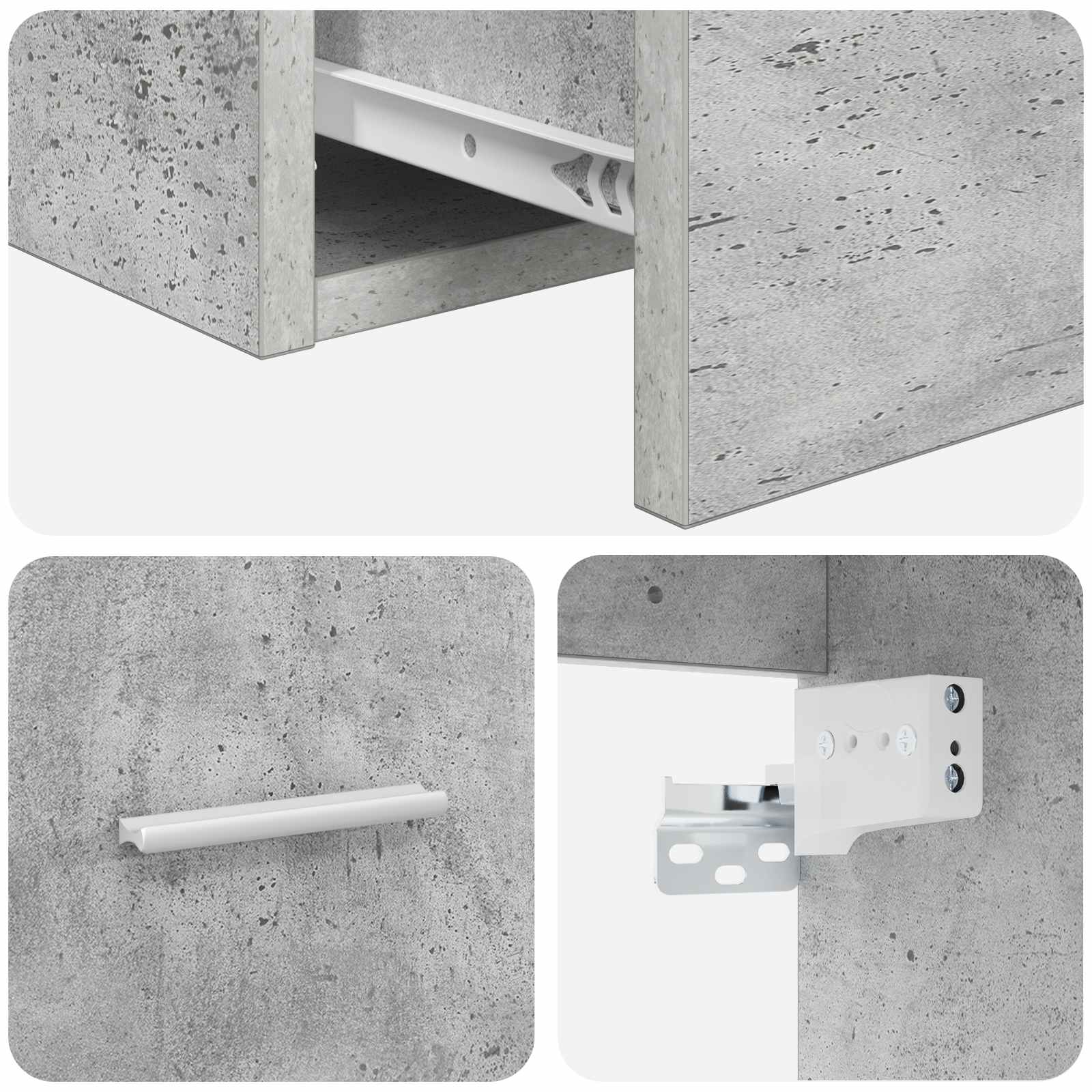 Vanité de lavabo mural Gris béton 49,5 x 41 x 63 cm