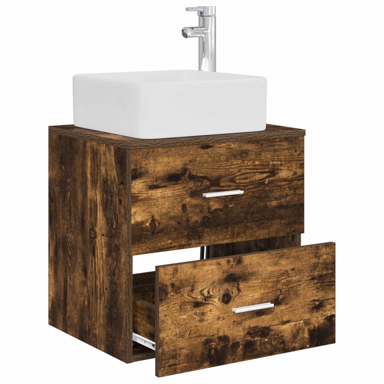 Vanité de lavabo mural Chêne fumé 49,5 x 41 x 63 cm