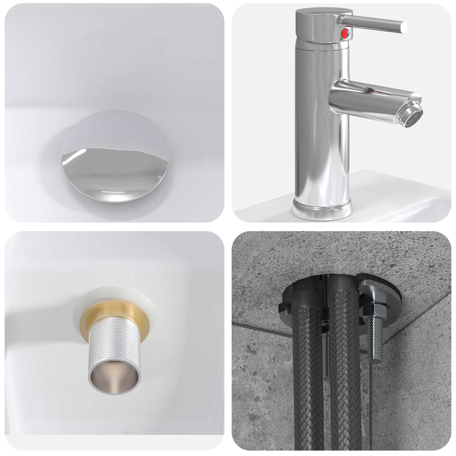 Vanité de lavabo mural Gris béton 49,5 x 41 x 62,5 cm