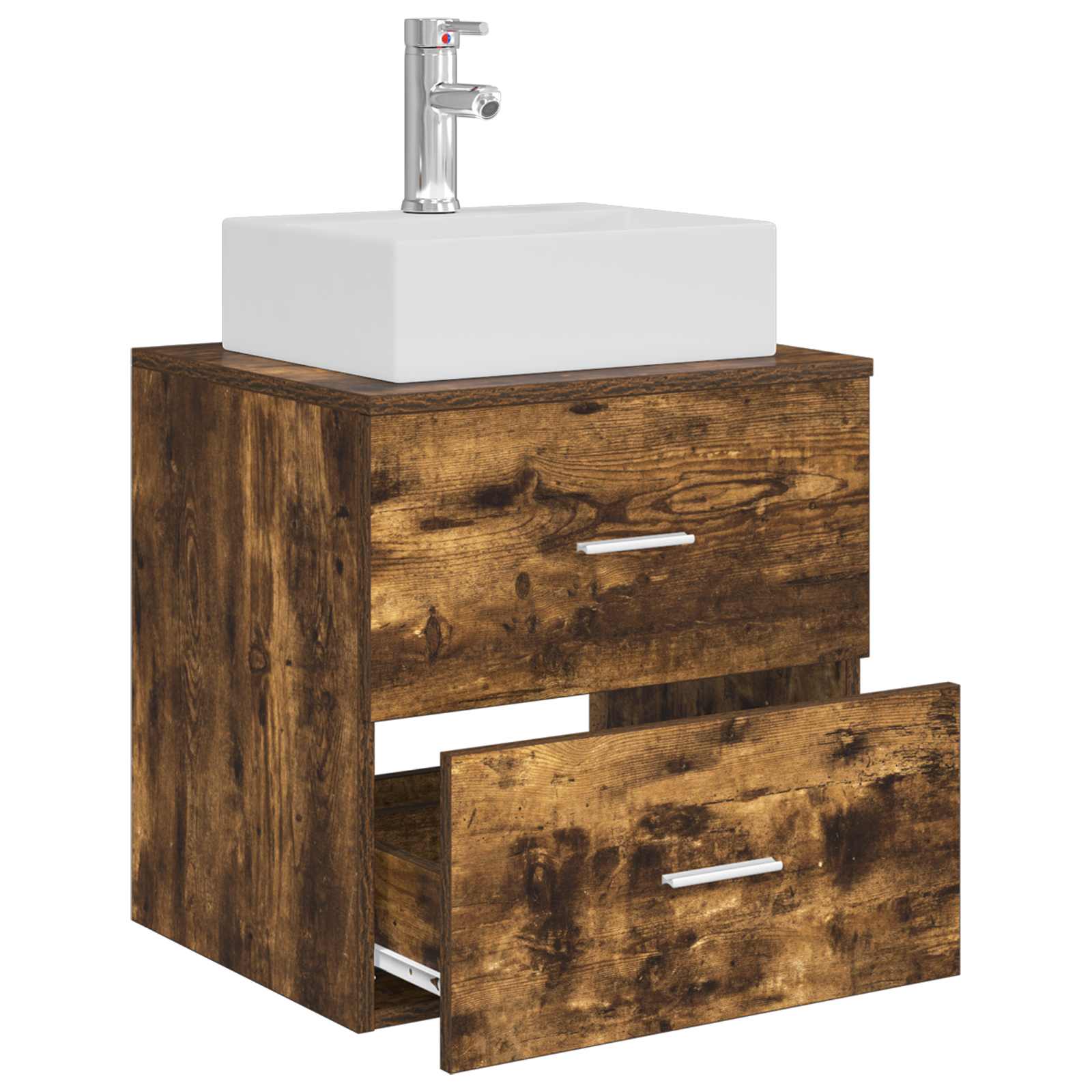 Vanité de lavabo mural Chêne fumé 49,5 x 41 x 62,5 cm