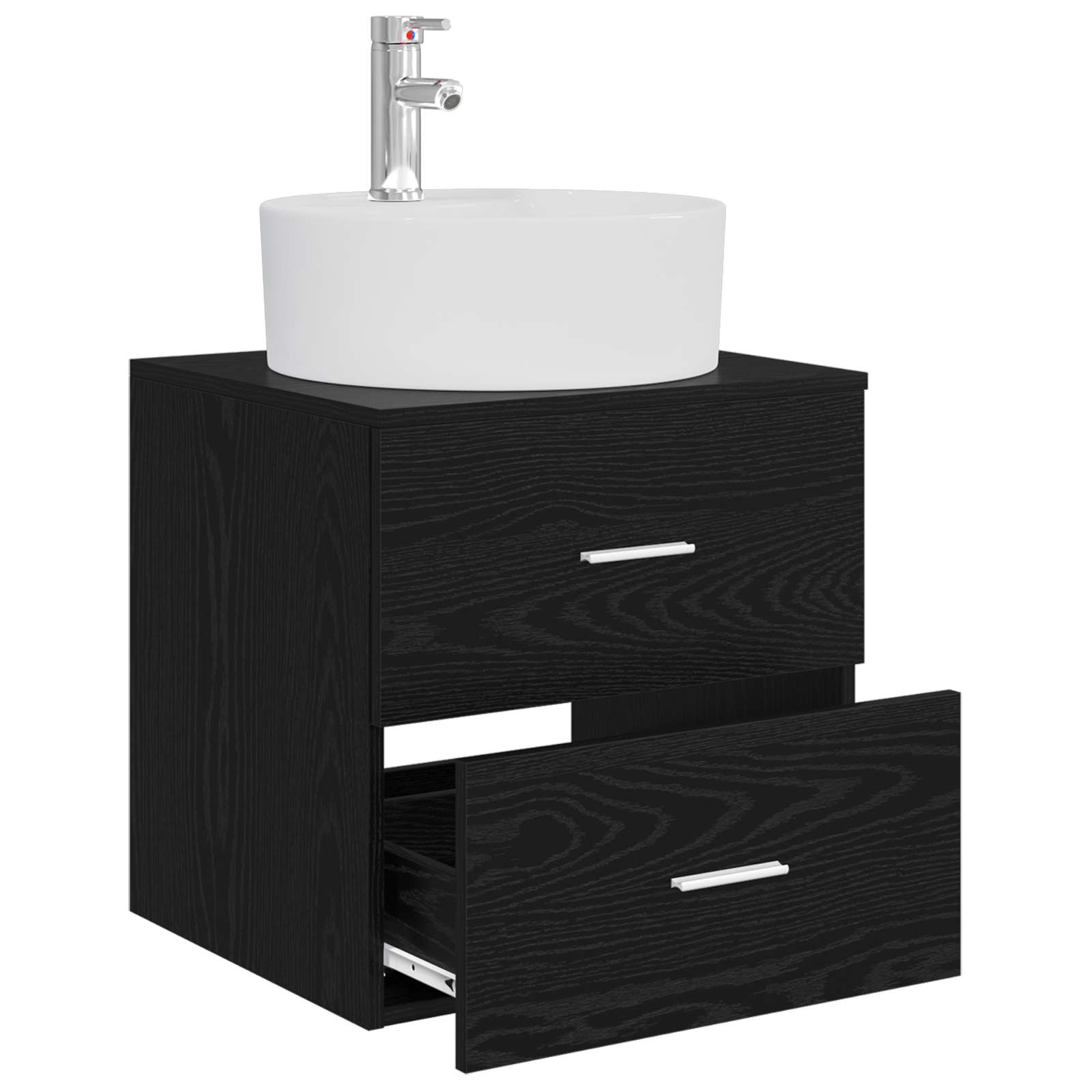 Vanité de lavabo mural Chêne noir 49,5 x 44,5 x 65 cm