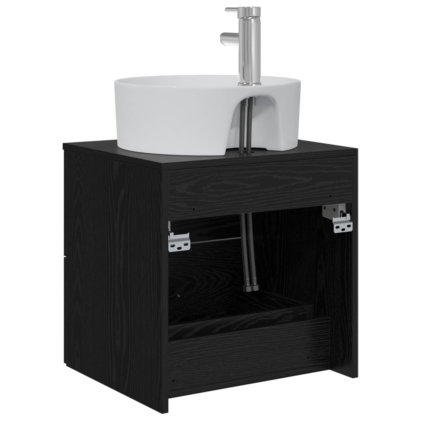 Vanité de lavabo mural Chêne noir 49,5 x 44,5 x 65 cm