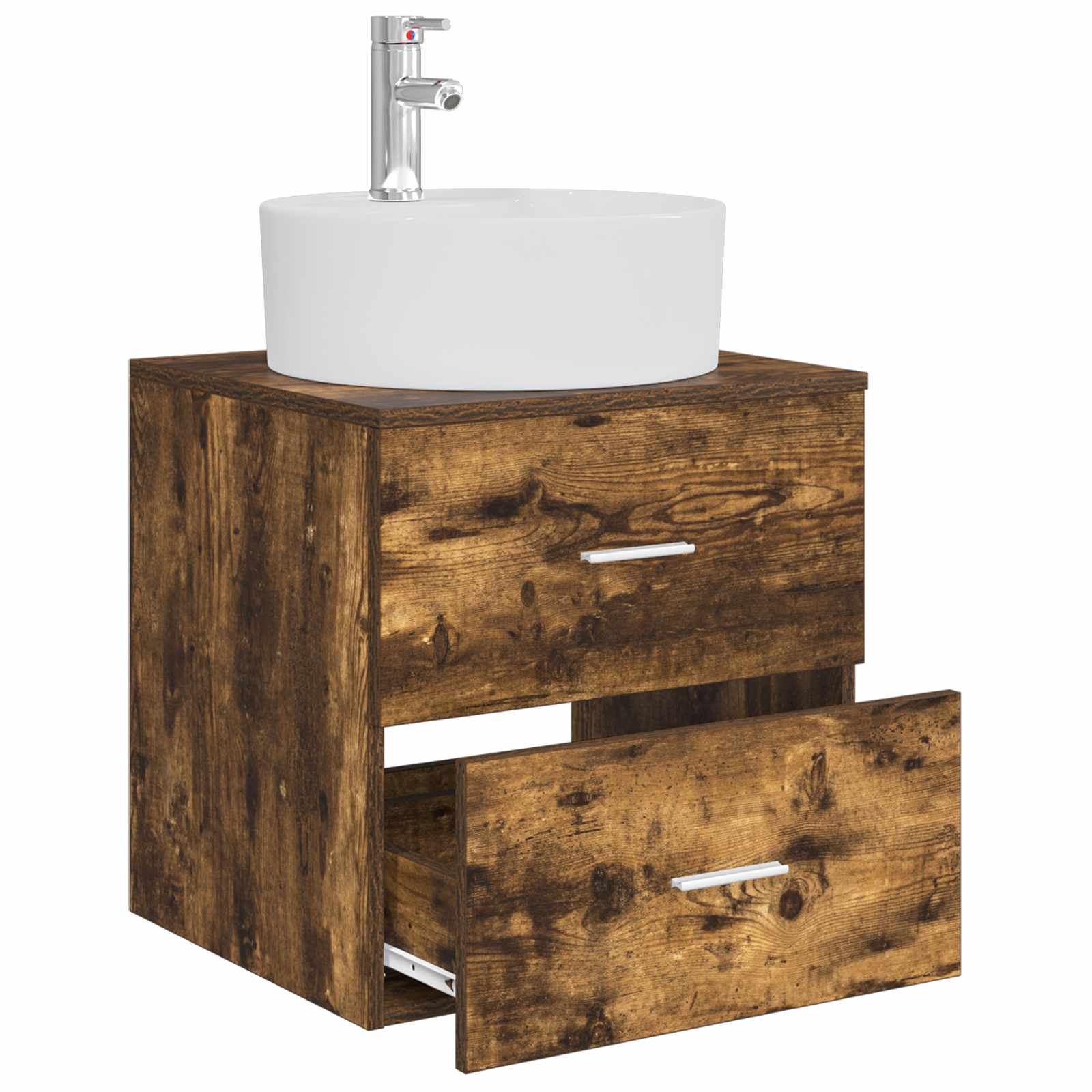 Vanité de lavabo mural Chêne fumé 49,5 x 44,5 x 65 cm
