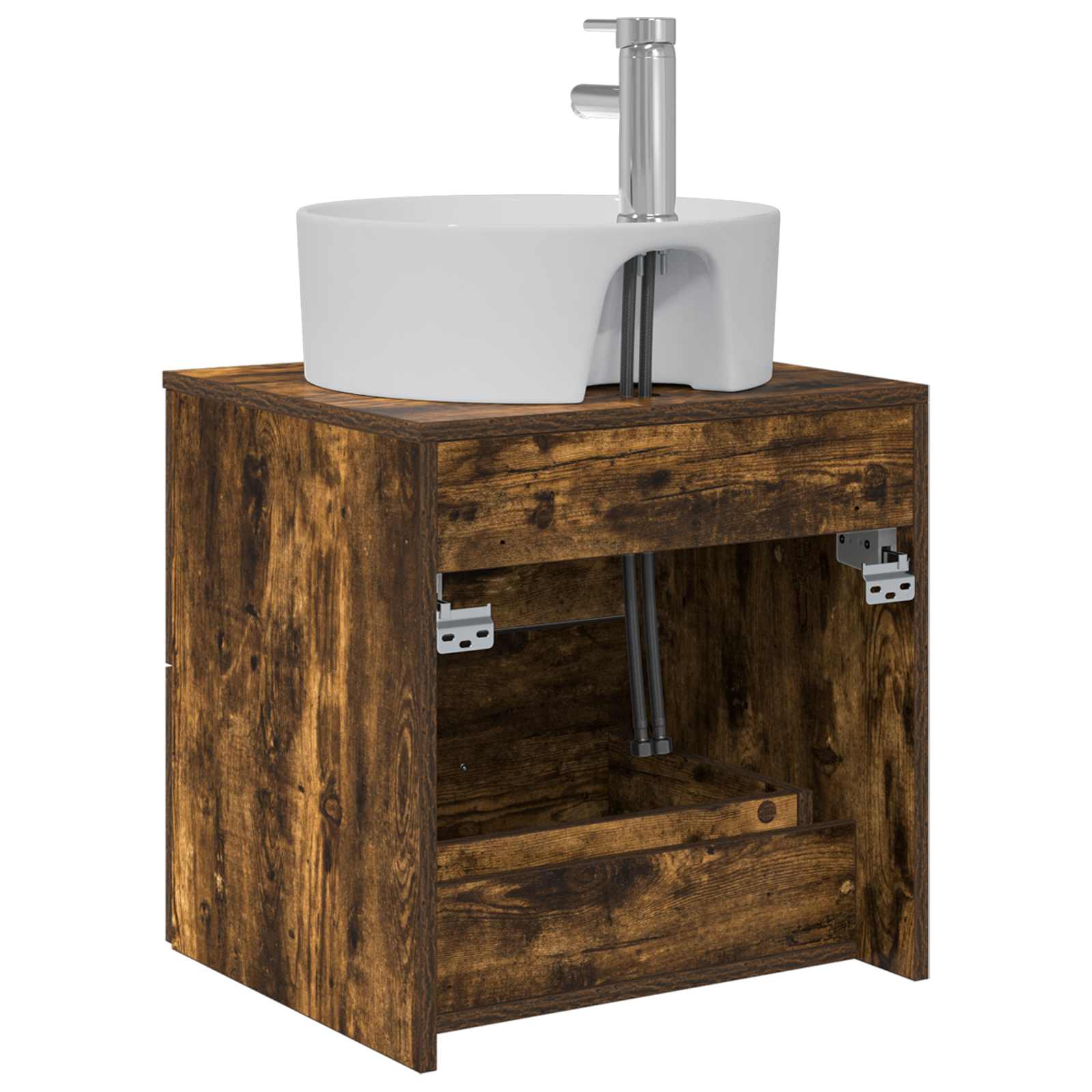 Vanité de lavabo mural Chêne fumé 49,5 x 44,5 x 65 cm