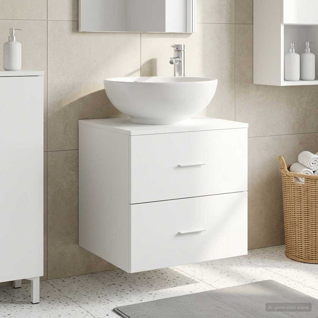 Vanité de lavabo mural Blanc 49,5 x 44,5 x 66,5 cm
