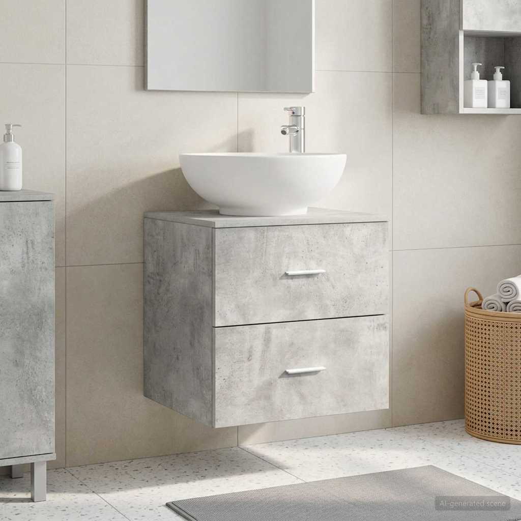 Vanité de lavabo mural Gris béton 49,5 x 44,5 x 66,5 cm