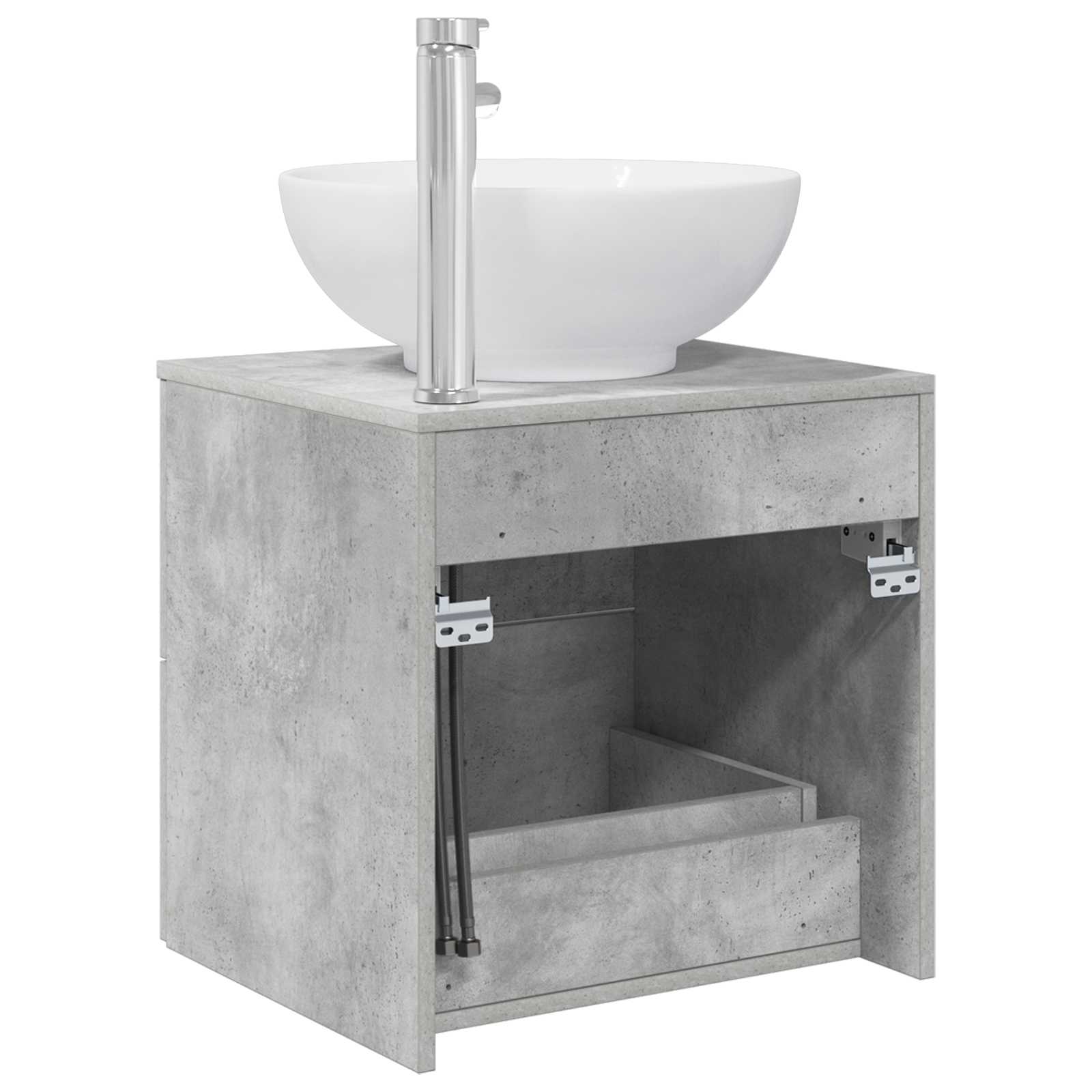 Vanité de lavabo mural Gris béton 49,5 x 44,5 x 66,5 cm