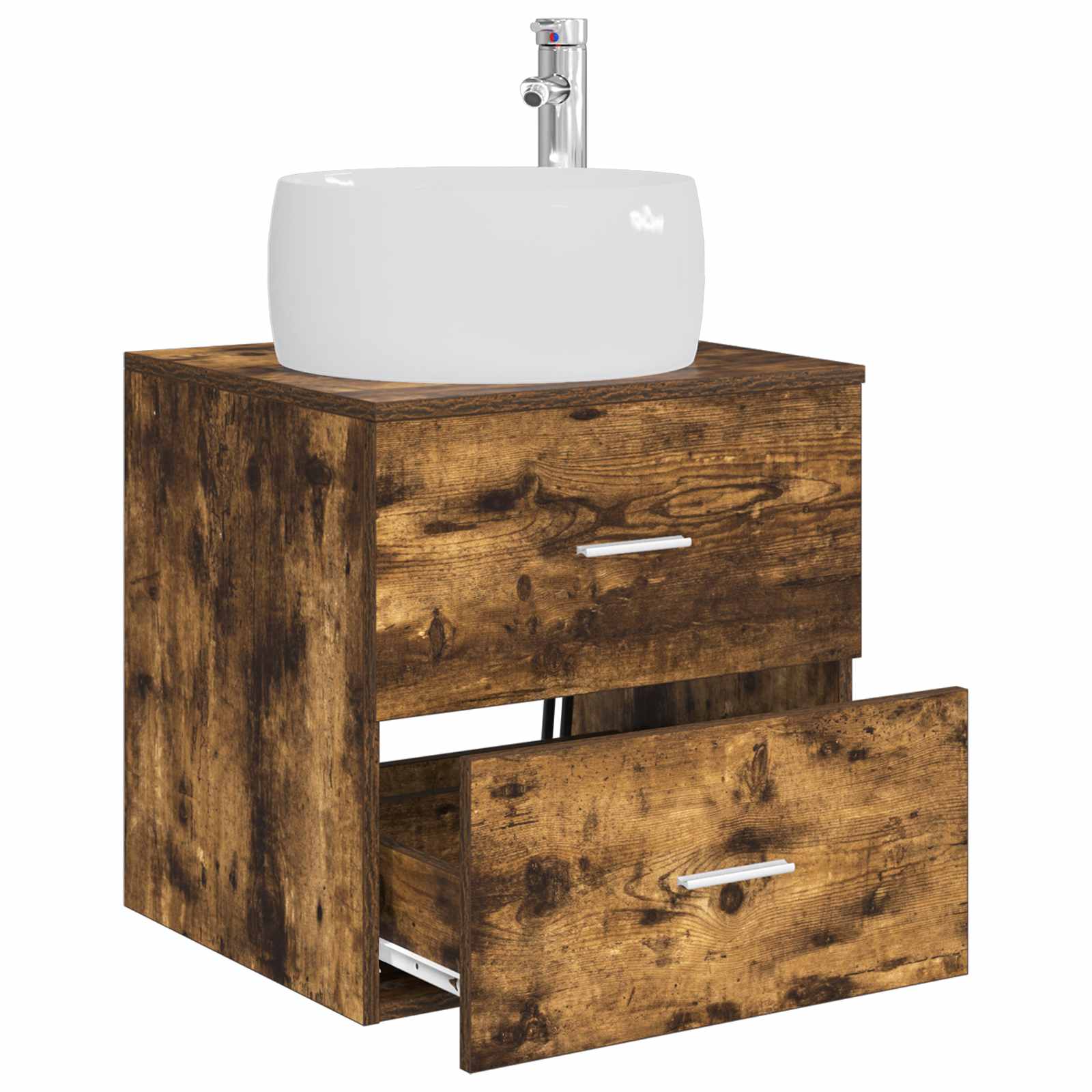 Vanité de lavabo mural Chêne fumé 49,5 x 44,5 x 66 cm
