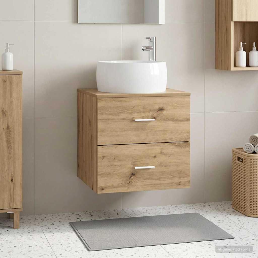 Vanité de lavabo mural Chêne artisanal 49,5 x 44,5 x 66 cm
