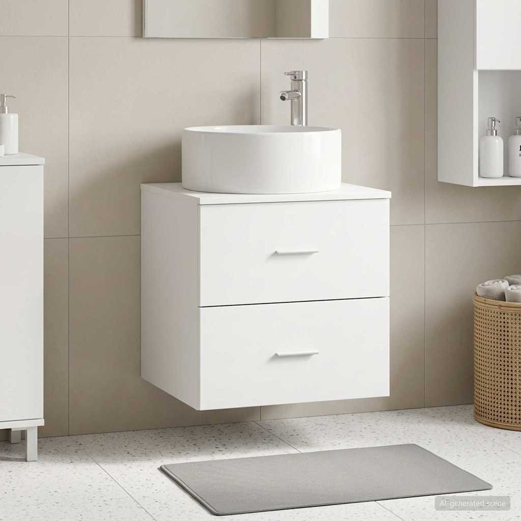 Vanité de lavabo mural Blanc 49,5 x 44,5 x 65,5 cm