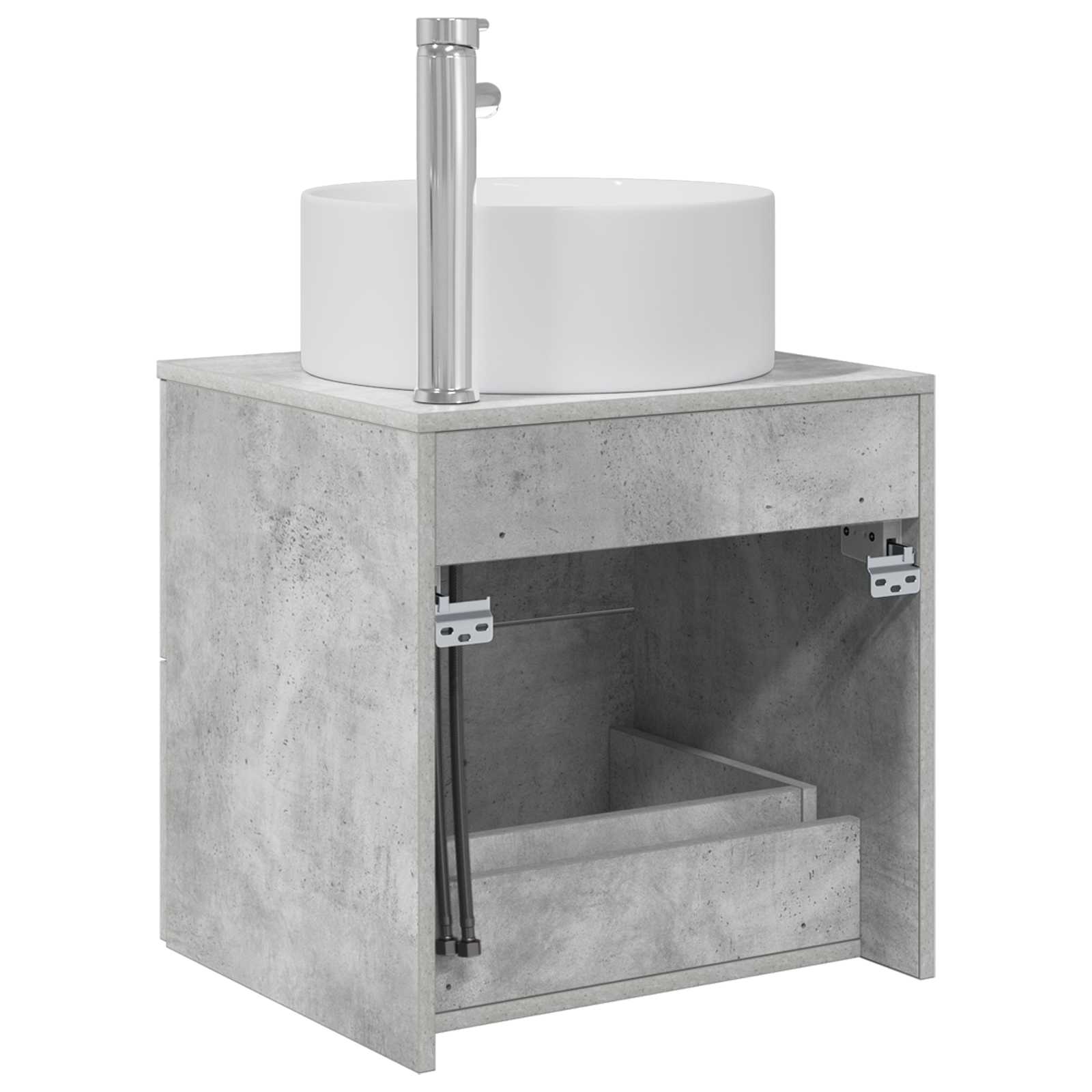 Vanité de lavabo mural Gris béton 49,5 x 44,5 x 65,5 cm