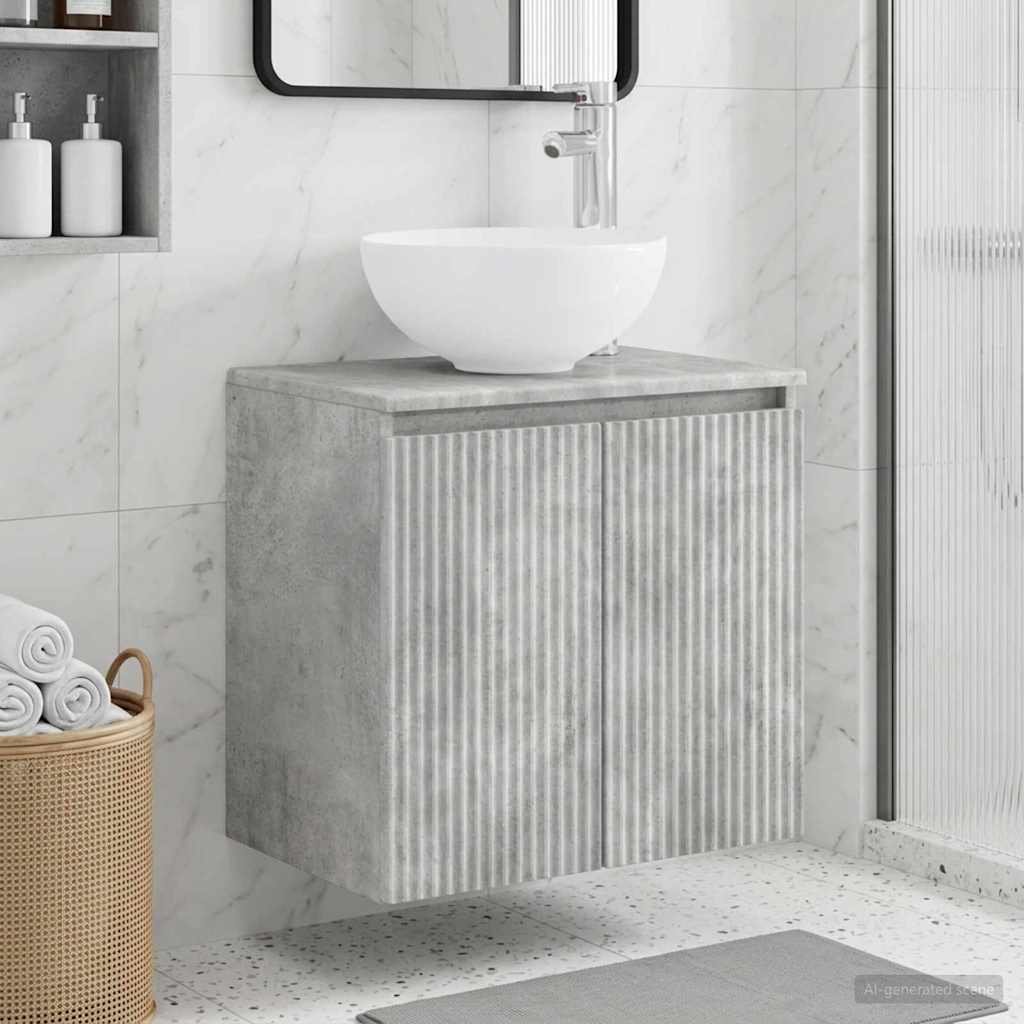 Vanité de lavabo mural Gris béton 49,5 x 35 x 63 cm