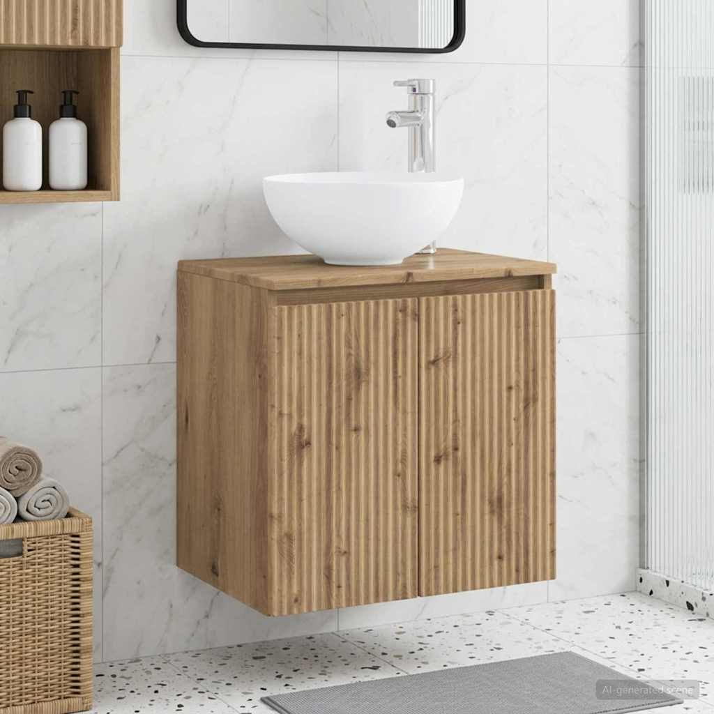 Vanité de lavabo mural Chêne artisanal 49,5 x 35 x 63 cm - XIOS