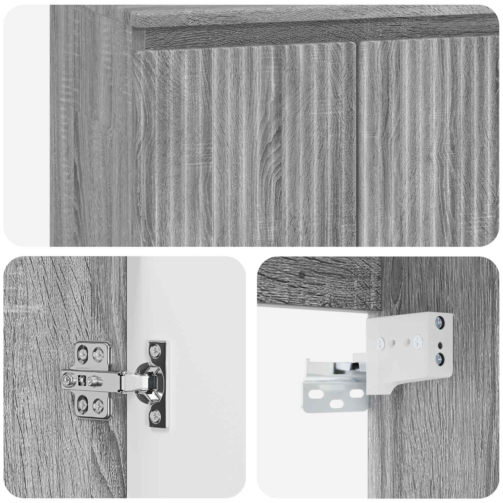 Vanité de lavabo mural Sonoma gris 49,5 x 41 x 64,5 cm