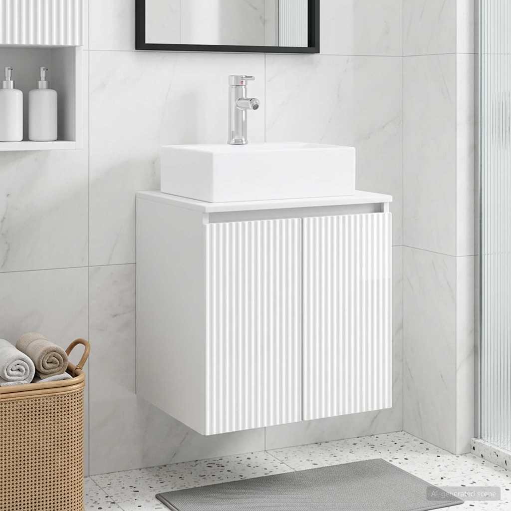 Vanité de lavabo mural Blanc brillant 49,5 x 41 x 62,5 cm