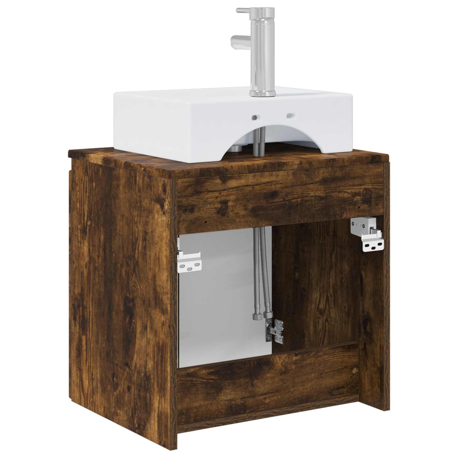 Vanité de lavabo mural Chêne fumé 49,5 x 41 x 62,5 cm