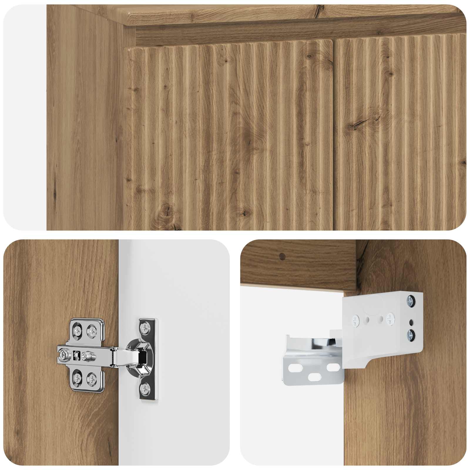 Vanité de lavabo mural Chêne artisanal 49,5 x 41 x 62,5 cm