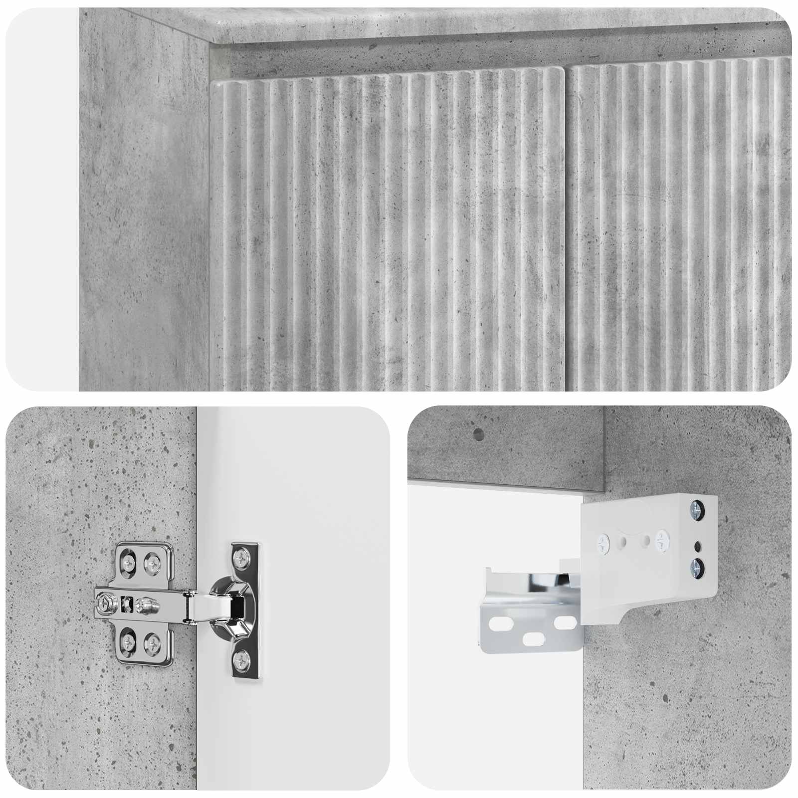 Vanité de lavabo mural Gris béton 53 x 35 x 63 cm