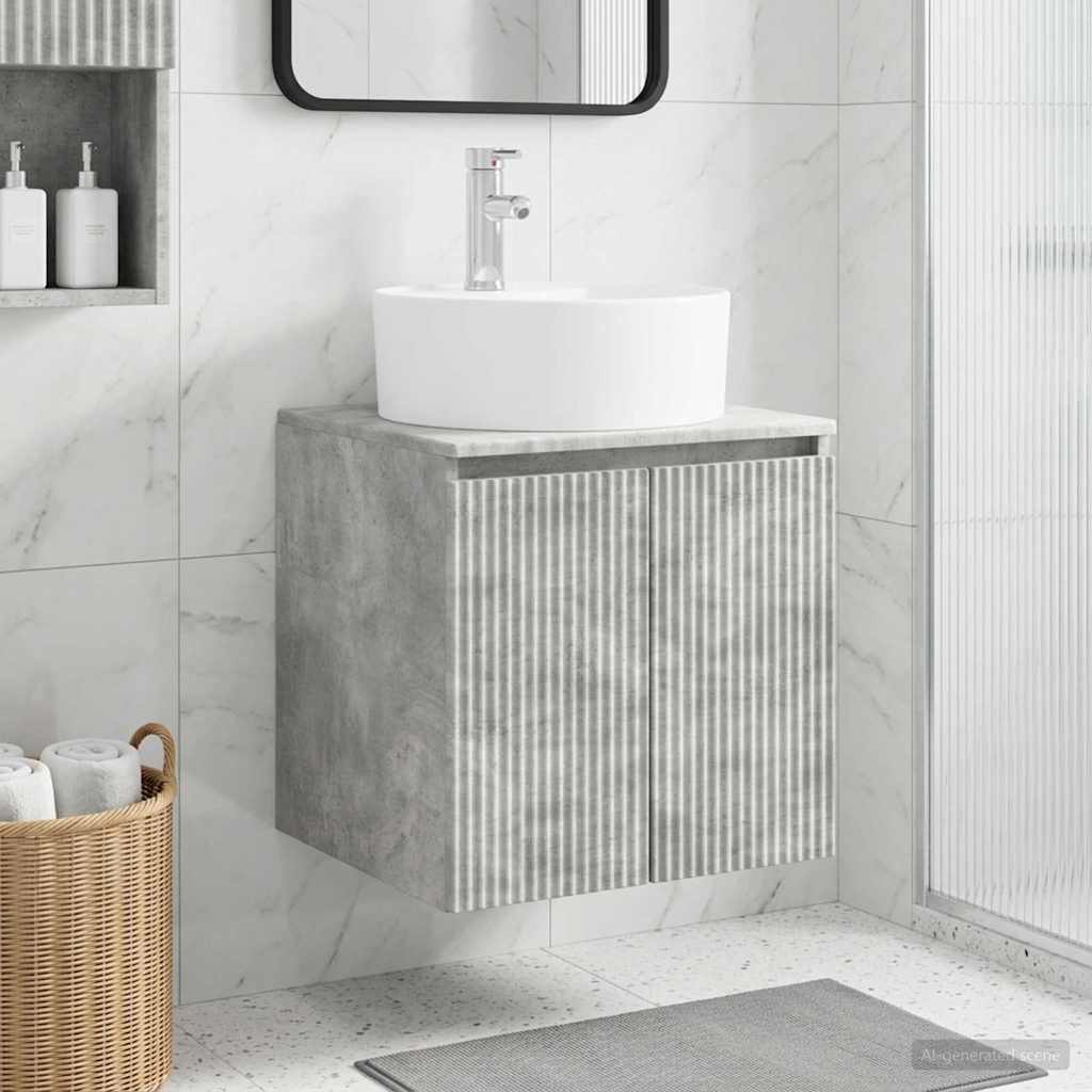 Vanité de lavabo mural Gris béton 49,5 x 44,5 x 65 cm