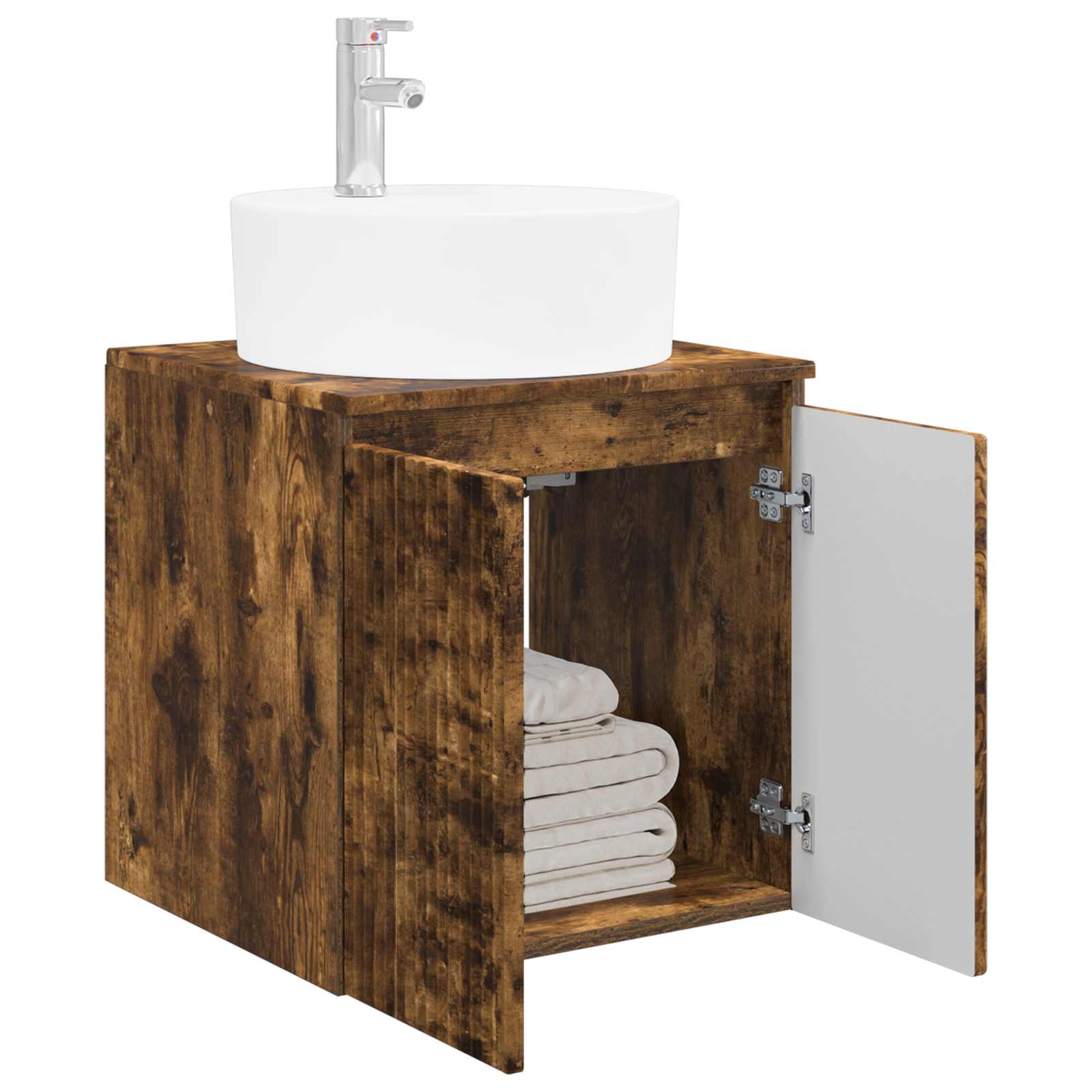 Vanité de lavabo mural Chêne fumé 49,5 x 44,5 x 65 cm