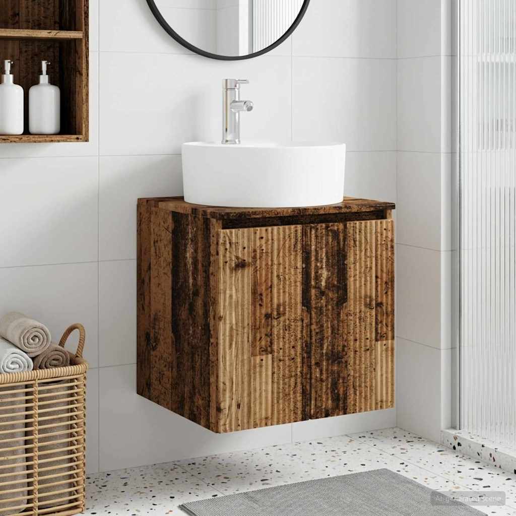 Vanité de lavabo mural Bois ancien 49,5 x 44,5 x 65 cm