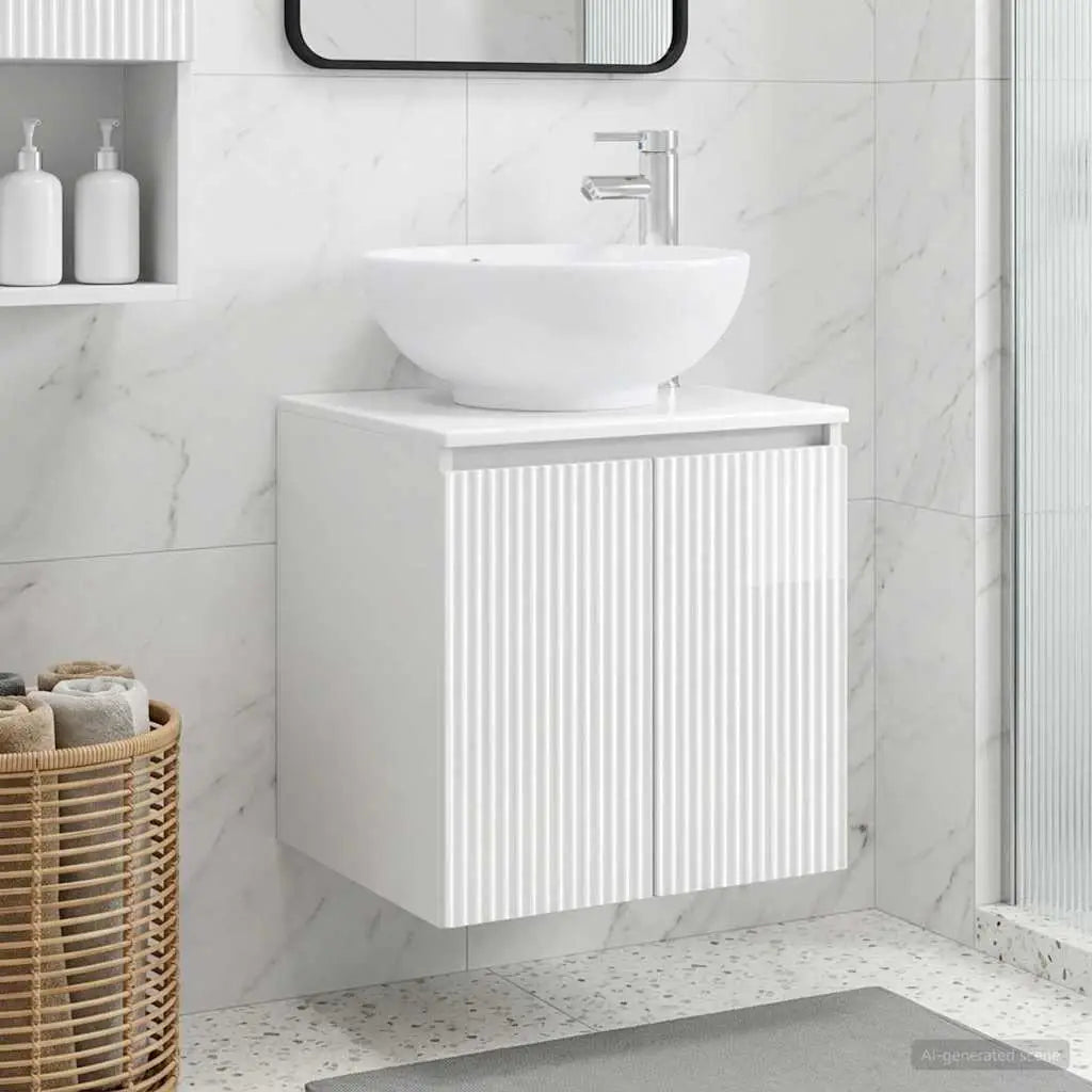 Vanité de lavabo mural Blanc brillant 49,5 x 44,5 x 65 cm - XIOS