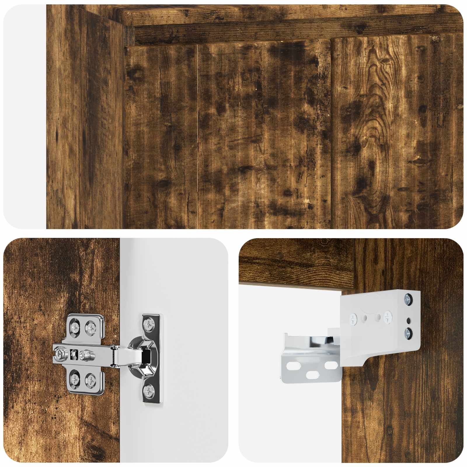 Vanité de lavabo mural Chêne fumé 49,5 x 44,5 x 65 cm