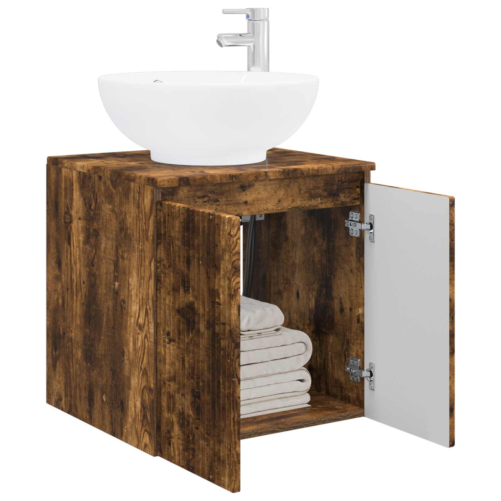 Vanité de lavabo mural Chêne fumé 49,5 x 44,5 x 65 cm