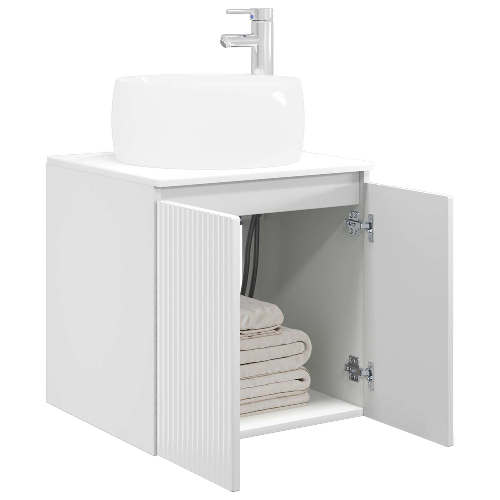 Vanité de lavabo mural Blanc brillant 49,5 x 44,5 x 66 cm