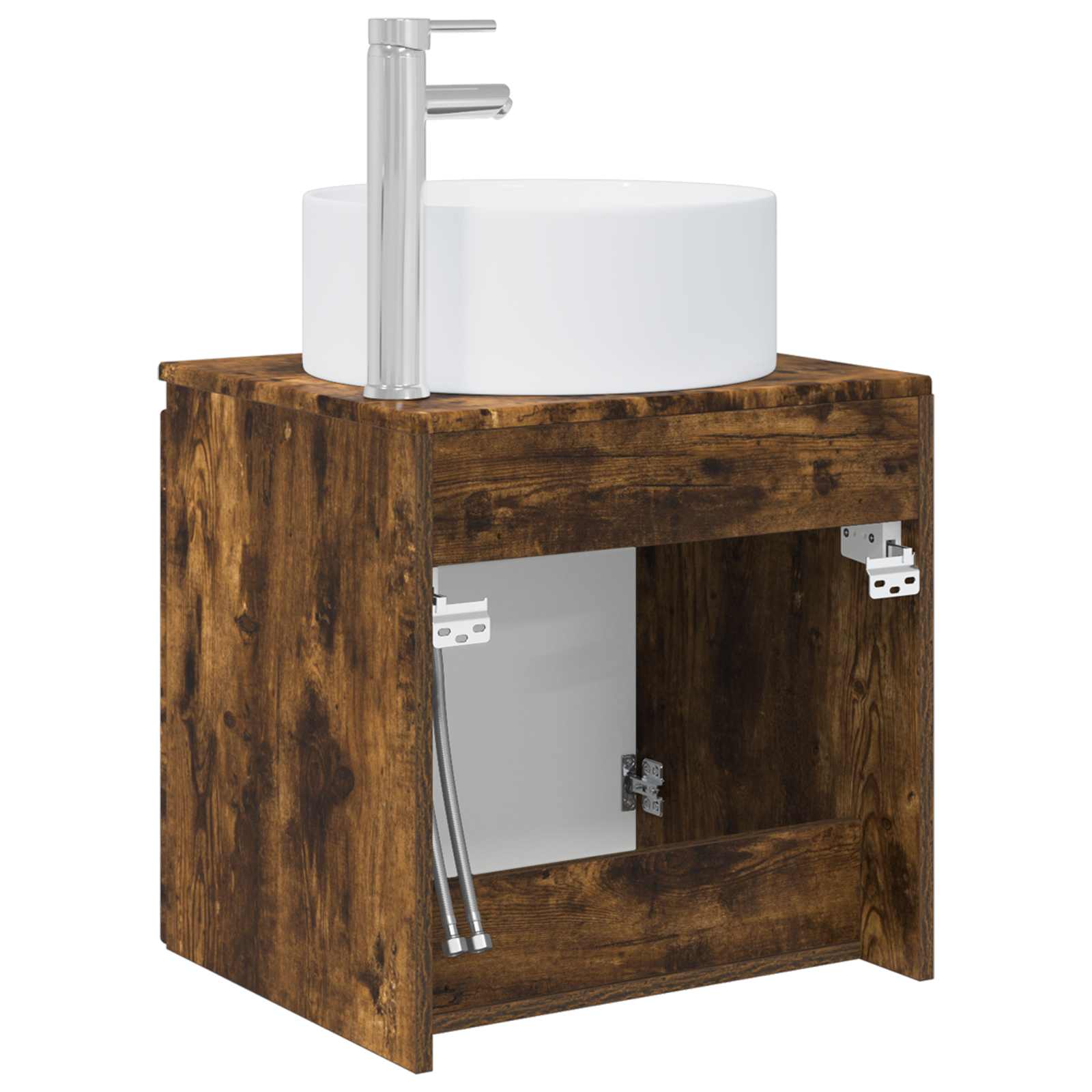 Meuble de lavabo mural Chêne fumé 49,5 x 44,5 x 65,5 cm