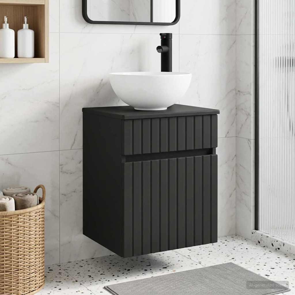 Meuble de lavabo mural Noir 39 x 41 x 64,5 cm Bois d'ingénierie