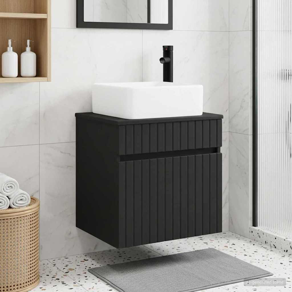 Meuble de lavabo mural Noir 49 x 41 x 63 cm Bois d'ingénierie