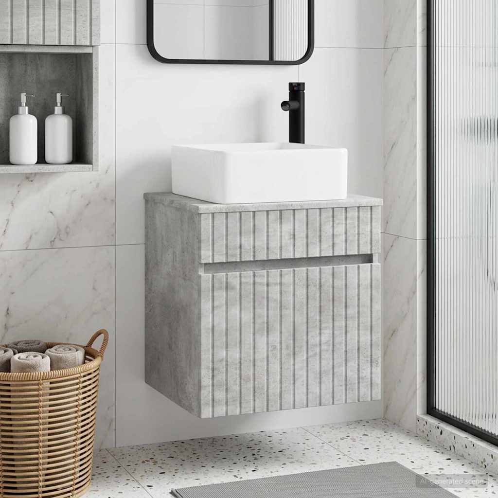 Meuble de lavabo mural Gris béton 49 x 41 x 63 cm