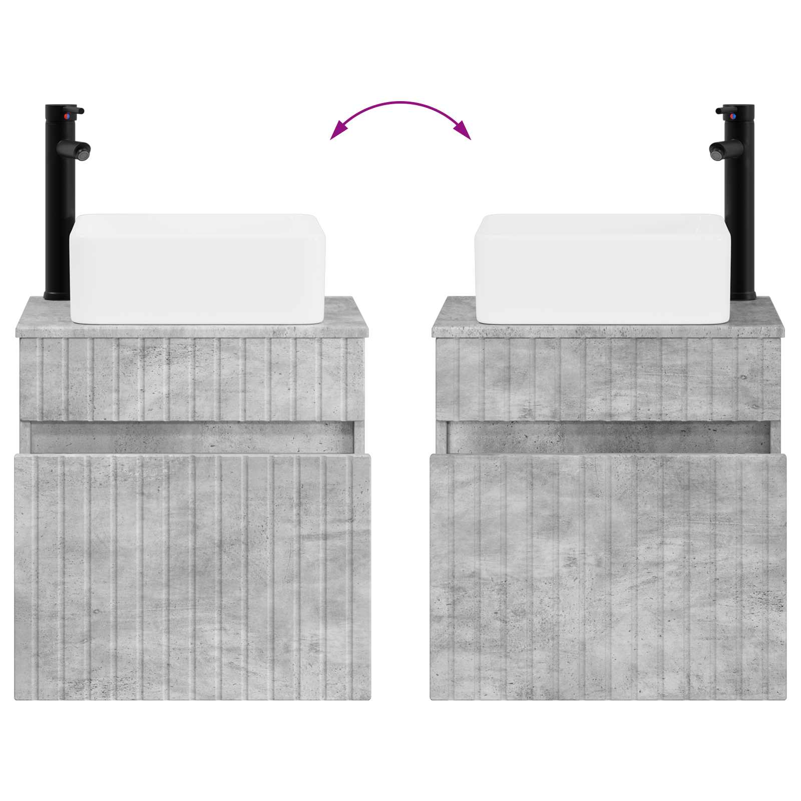 Meuble de lavabo mural Gris béton 49 x 41 x 63 cm