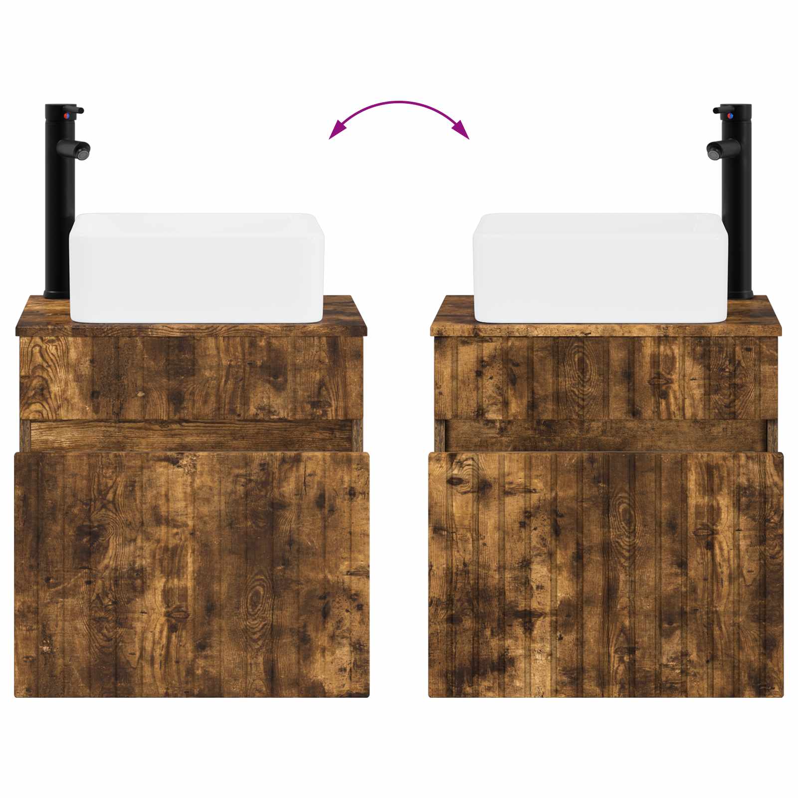 Meuble de lavabo mural Chêne fumé 49 x 41 x 63 cm