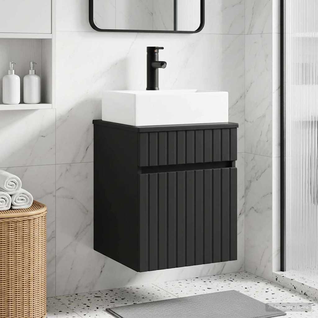 Meuble-sèche avec évier mural Noir 39 x 41 x 62,5 cm