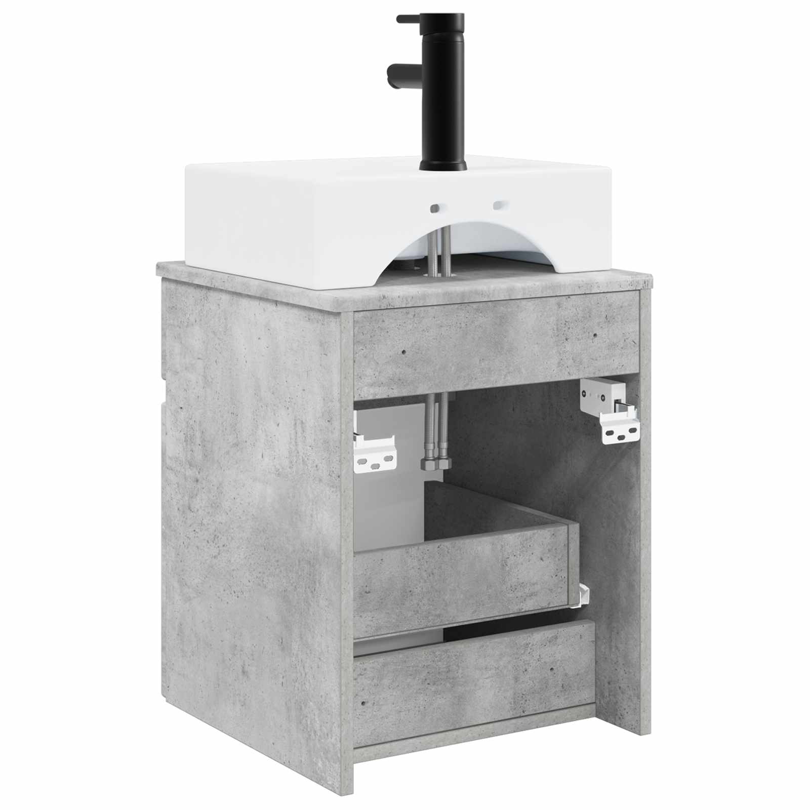 Meuble-sèche avec évier mural Gris béton 39 x 41 x 62,5 cm
