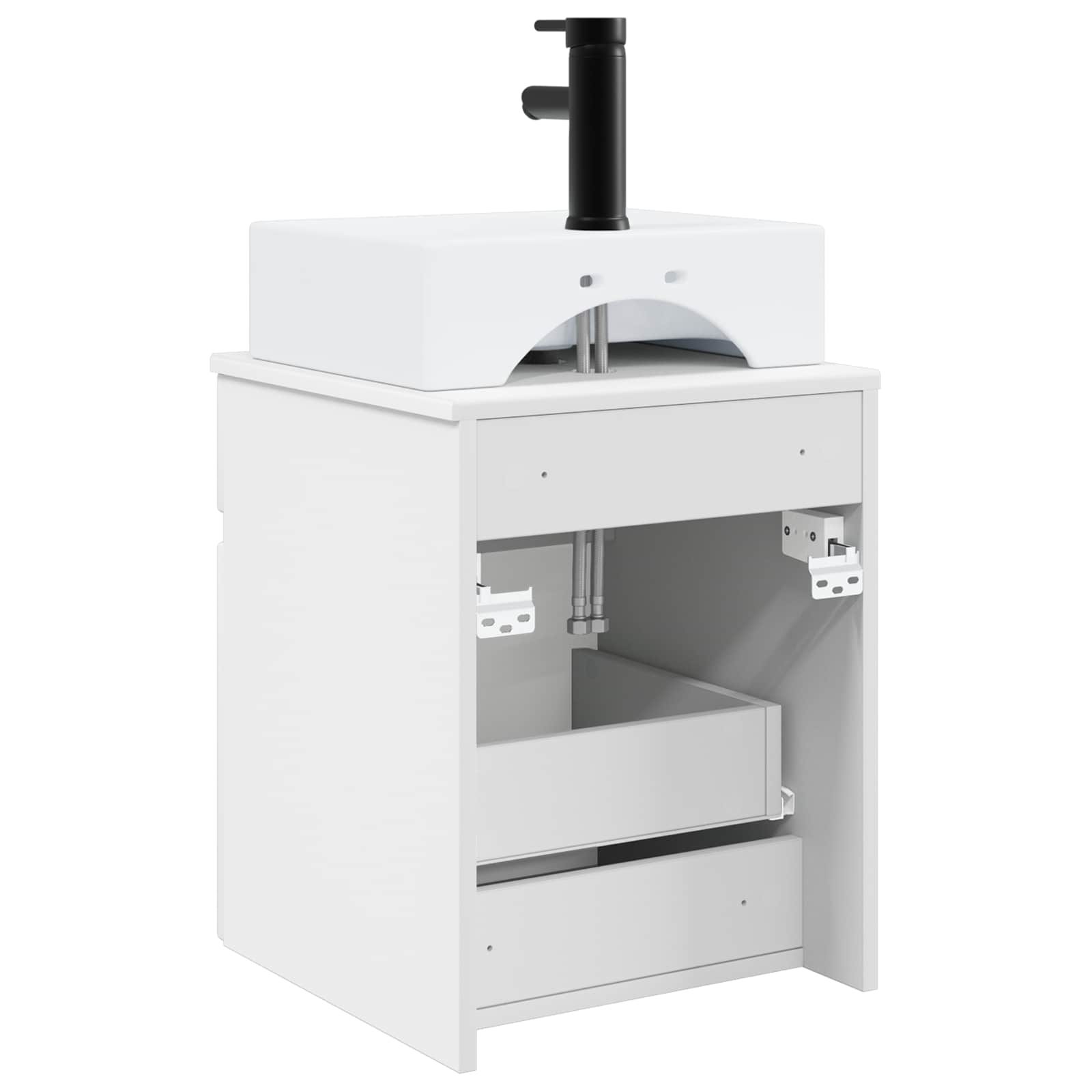 Meuble-sèche avec évier mural Blanc brillant 39 x 41 x 62,5 cm