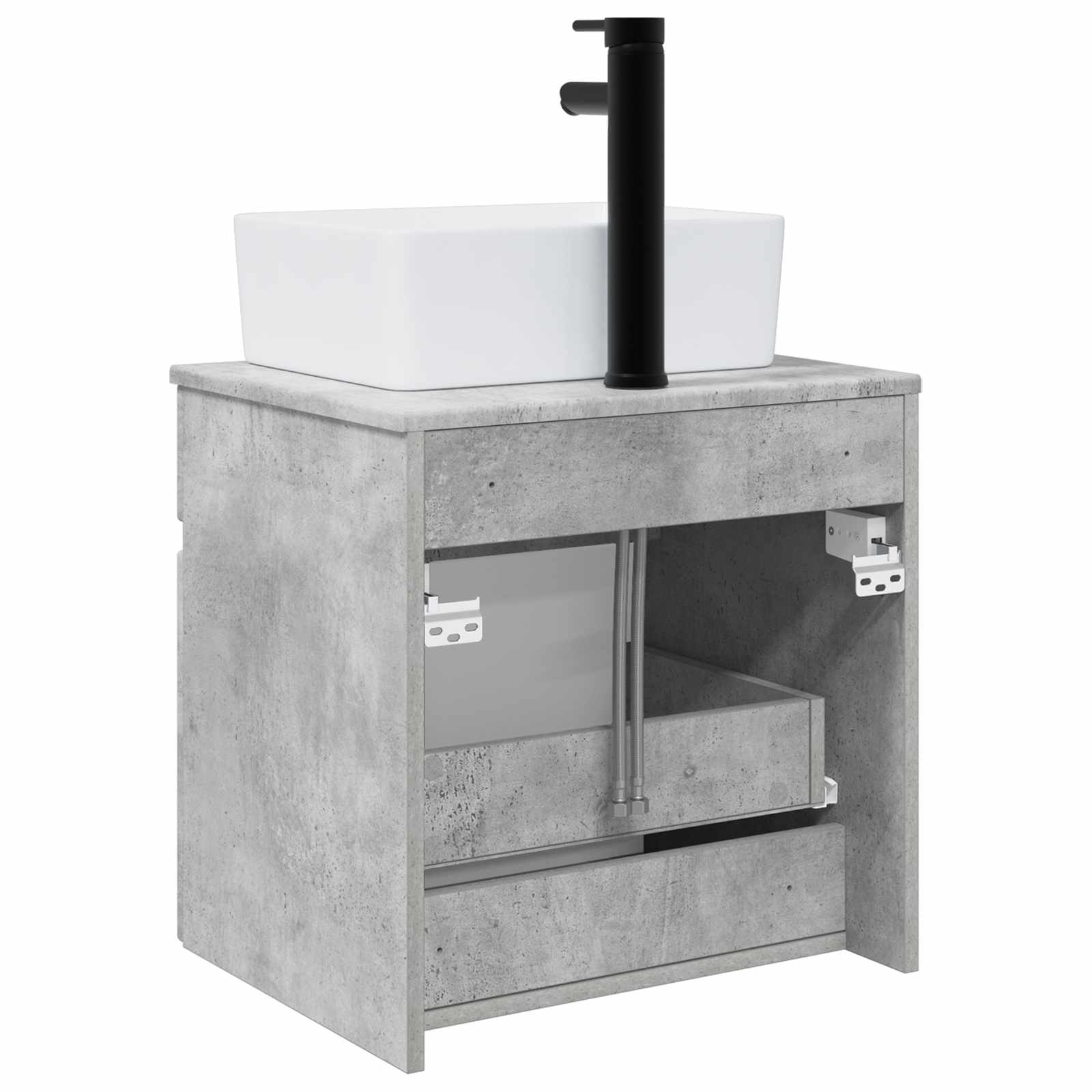 Meuble de lavabo mural Gris béton 49 x 41 x 63 cm