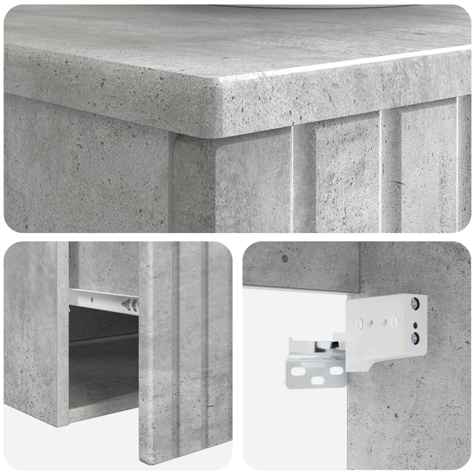 Meuble de lavabo mural Gris béton 49 x 44,5 x 65 cm