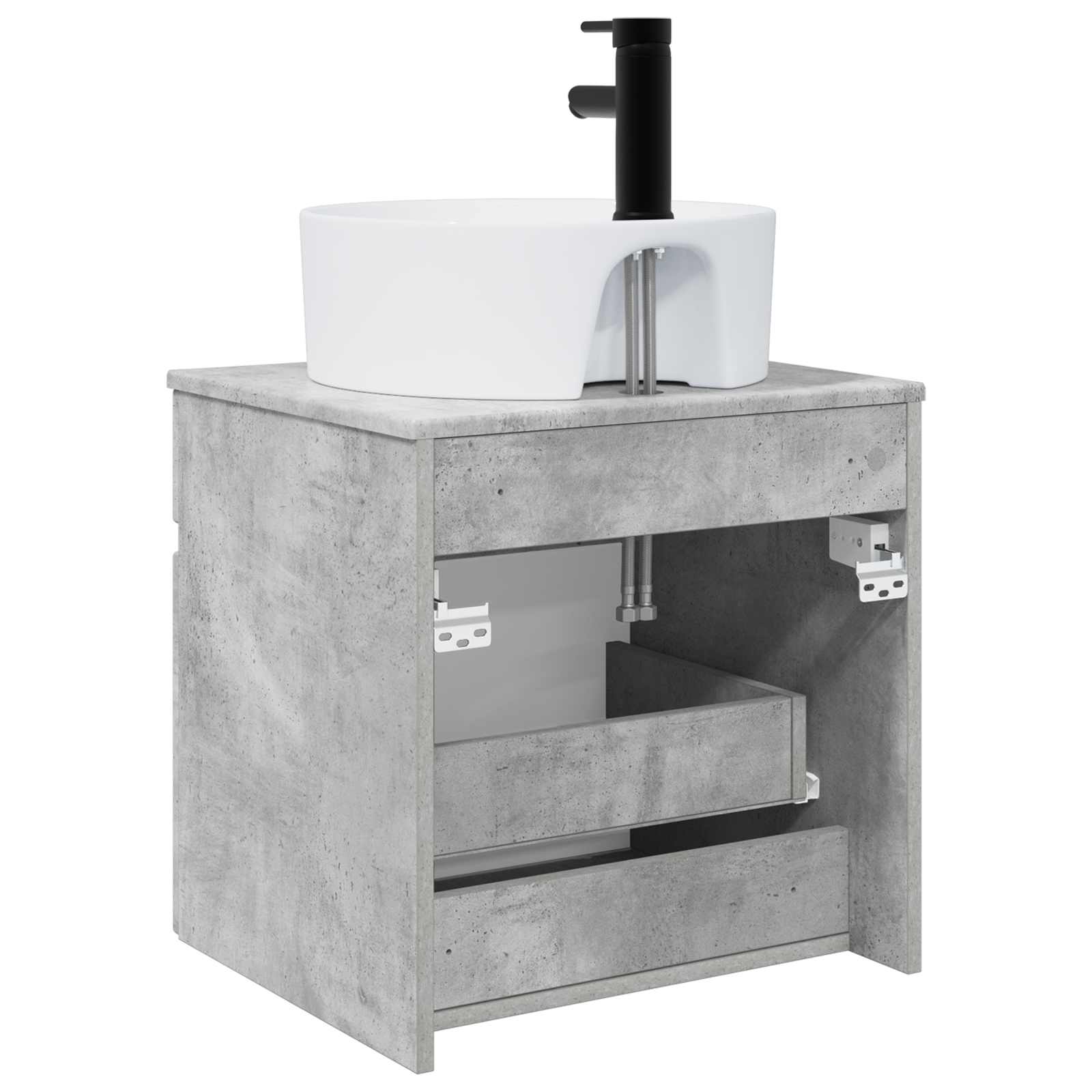 Meuble de lavabo mural Gris béton 49 x 44,5 x 65 cm