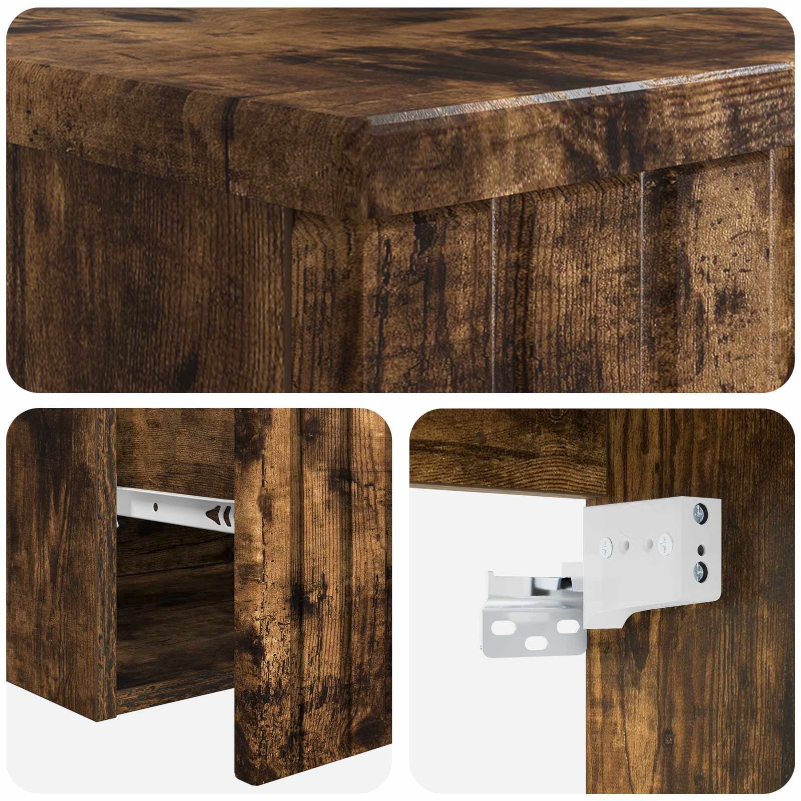 Meuble de lavabo mural Chêne fumé 49 x 44,5 x 65 cm
