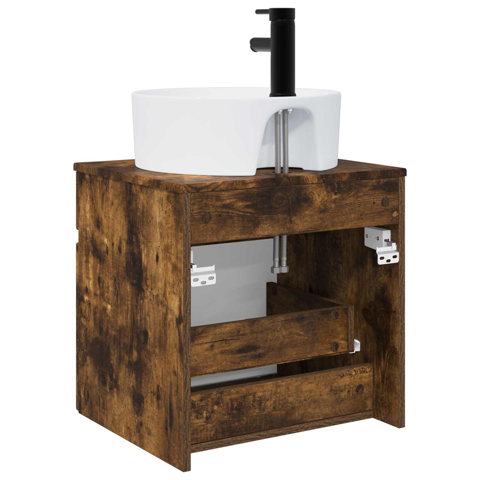 Meuble de lavabo mural Chêne fumé 49 x 44,5 x 65 cm