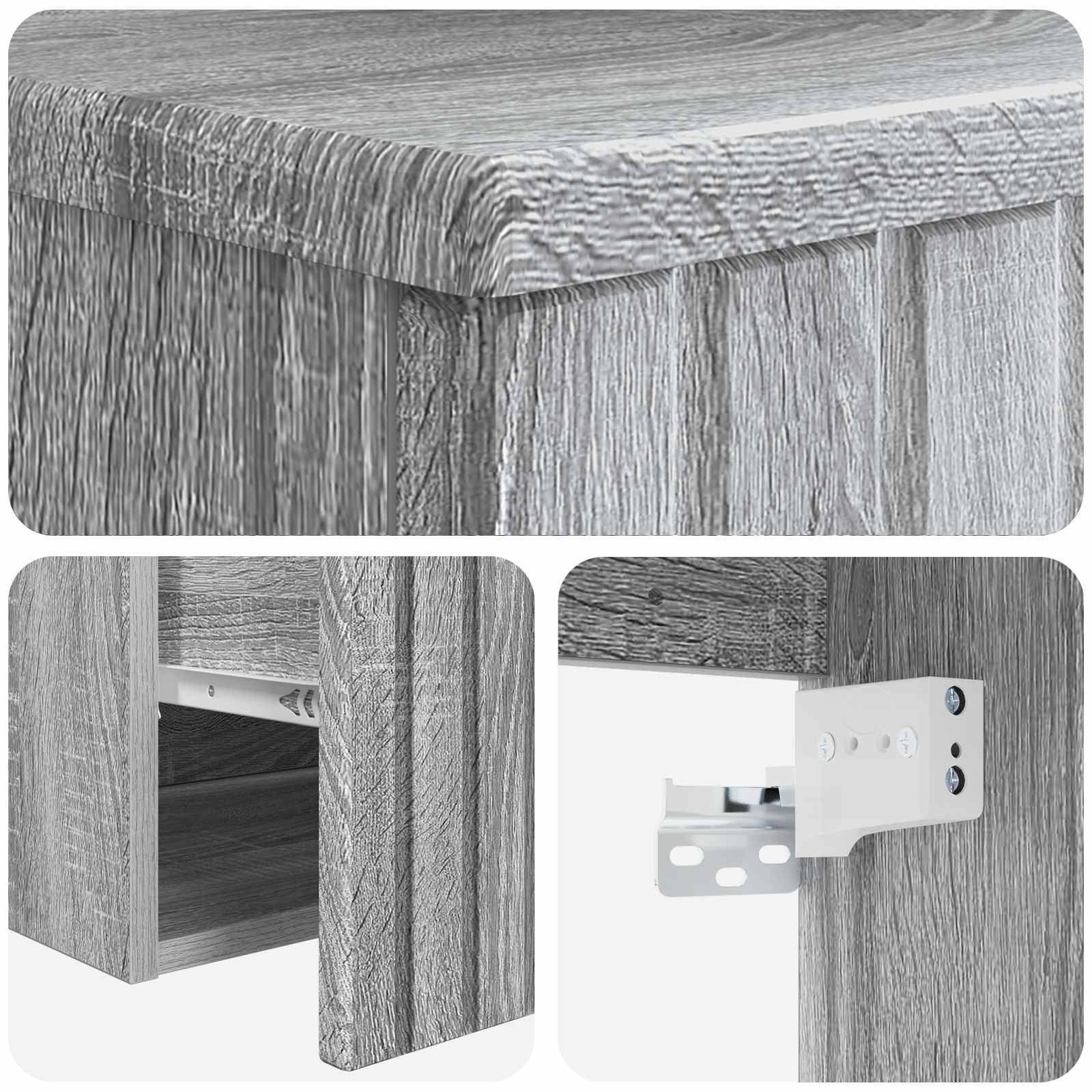 Meuble de lavabo mural Sonoma gris 49 x 44,5 x 65 cm