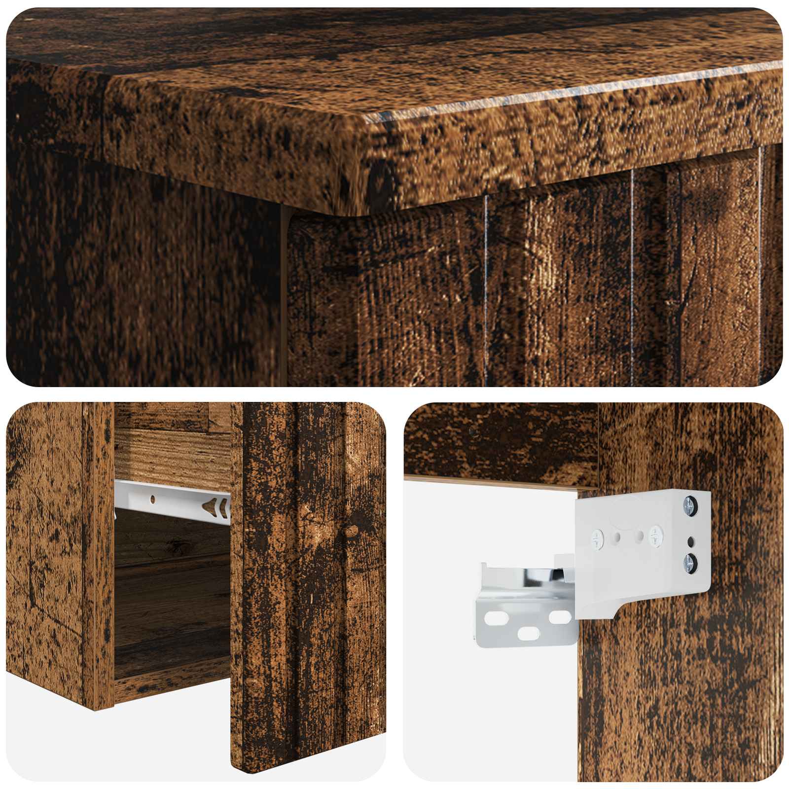 Meuble de lavabo mural Bois ancien 49 x 44,5 x 65 cm
