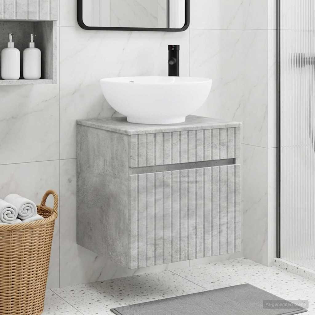 Meuble de lavabo mural Gris béton 49 x 44,5 x 66,5 cm